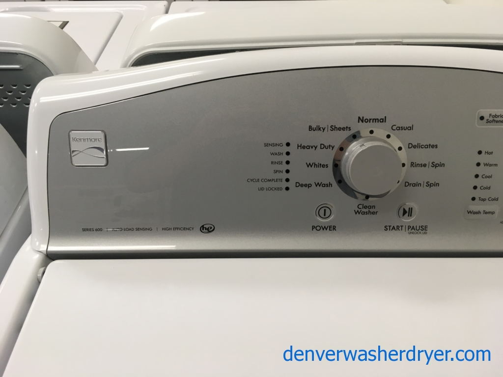 Kenmore Series 600 Washer, HE, Wash-Plate Style, 3.8 Cu.Ft. Capacity, Auto-Load Sensing, Extra-Rinse Option, Quality Refurbished, 1-Year Warranty!