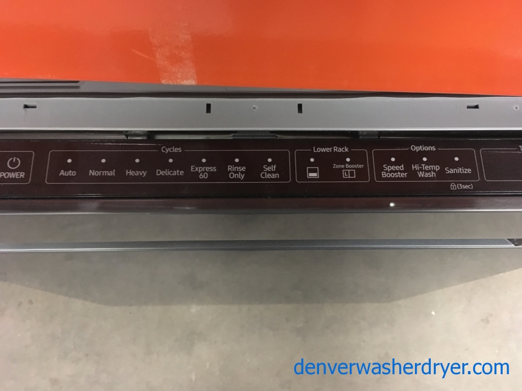 Black Stainless SAMSUNG Dishwasher, 24″ Wide, Built-In, 2 Racks, Rinse-Aid, ZoneBooster, Energy-Star Rated, Touch Controls, Whirlpool Top Mount Stainless Steel Refrigerator,  Quality Refurbished, 1-Year Warranty!