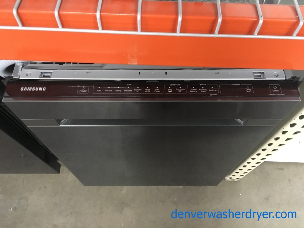 Large Images for Black Stainless SAMSUNG Dishwasher, 24″ Wide, BuiltIn, 2 Racks, RinseAid