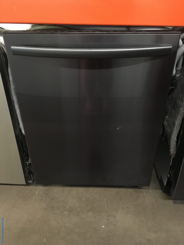 NEW! Insignia Black Stainless Dishwasher, Stainless Tub, 3 Racks, Sanitize Feature, Steam Cleaning, Top Controls, Built-In, 24″ Wide, 1-Year Warranty!