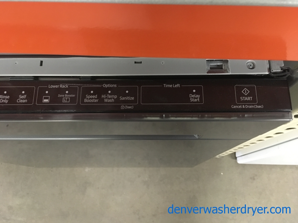 Black Stainless SAMSUNG Dishwasher, 24″ Wide, Built-In, 2 Racks, Rinse-Aid, ZoneBooster, Energy-Star Rated, Touch Controls, Whirlpool Top Mount Stainless Steel Refrigerator,  Quality Refurbished, 1-Year Warranty!