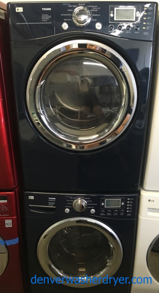 LG Navy Blue Front-Load set, 220V, Sanitary Cycle, Steam Fresh, Sensor Dry, Anti-Bacterial and Wrinkle Care Options, Quality Refurbished, 1-Year Warranty!