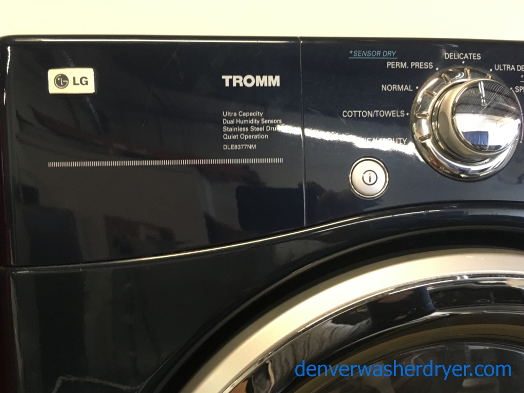 LG Navy Blue Front-Load set, 220V, Sanitary Cycle, Steam Fresh, Sensor Dry, Anti-Bacterial and Wrinkle Care Options, Quality Refurbished, 1-Year Warranty!