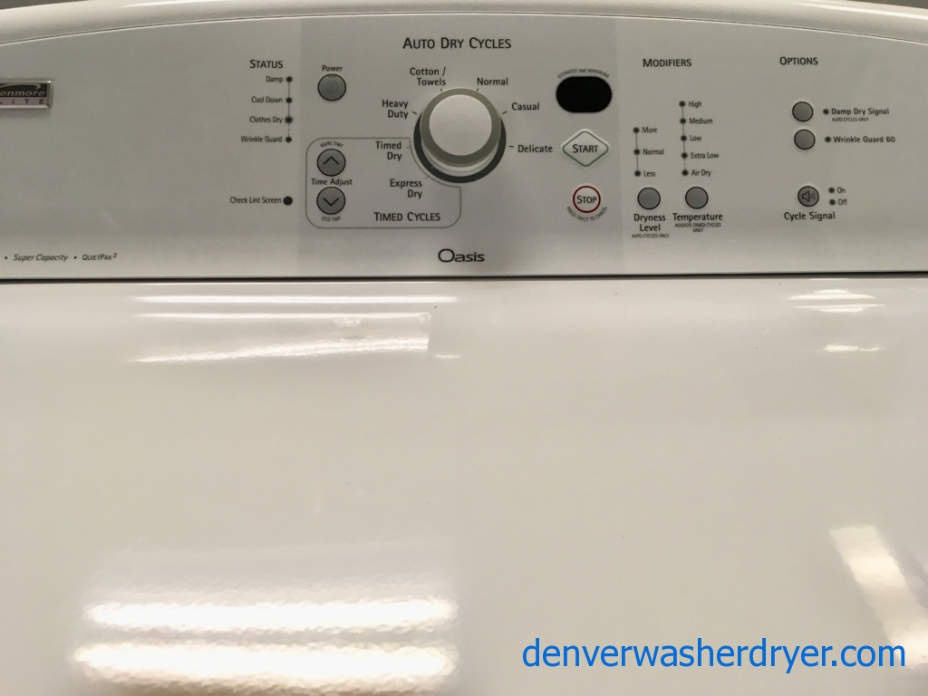 Beautifully Refurbished Kenmore Elite Oasis, King Plus Capacity, Top Load Washer and Dryer Set with 1-Year Warranty