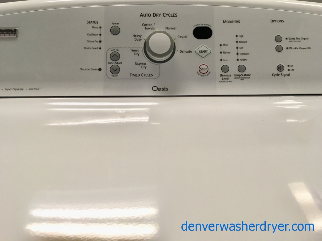 Beautifully Refurbished Kenmore Elite Oasis, King Plus Capacity, Top Load Washer and Dryer Set with 1-Year Warranty