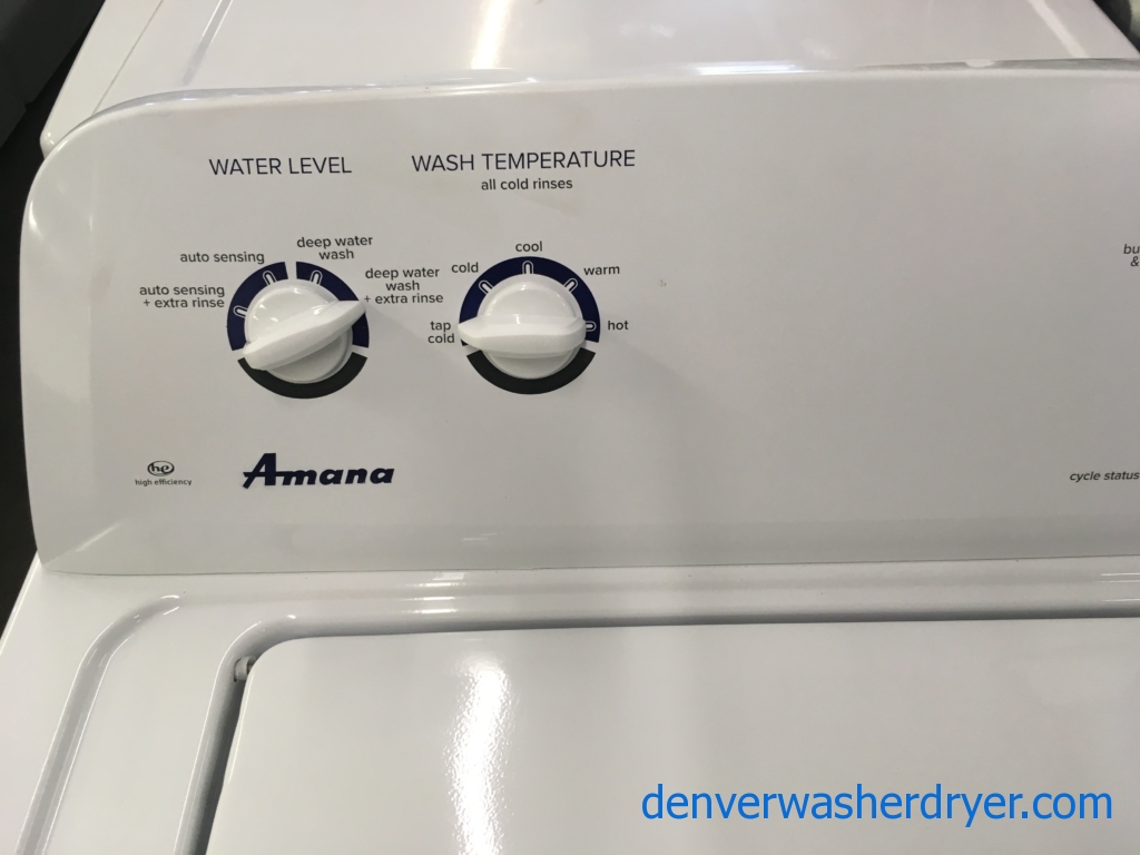 Amana Top-Load Washer and Dryer Set, HE, Agitator, Bleach Dispenser, Auto-Load Sensing, Quality Refurbished, 1-Year Warranty!