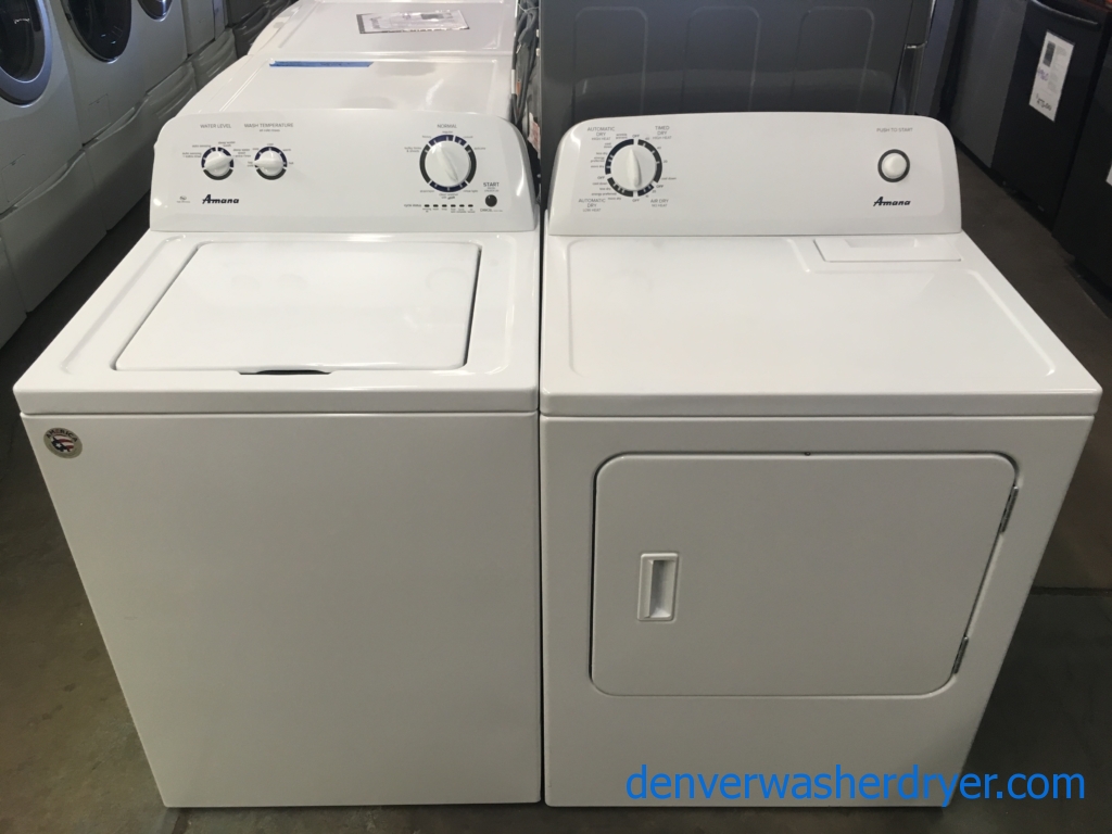 Amana Top-Load Washer and Dryer Set, HE, Agitator, Bleach Dispenser, Auto-Load Sensing, Quality Refurbished, 1-Year Warranty!