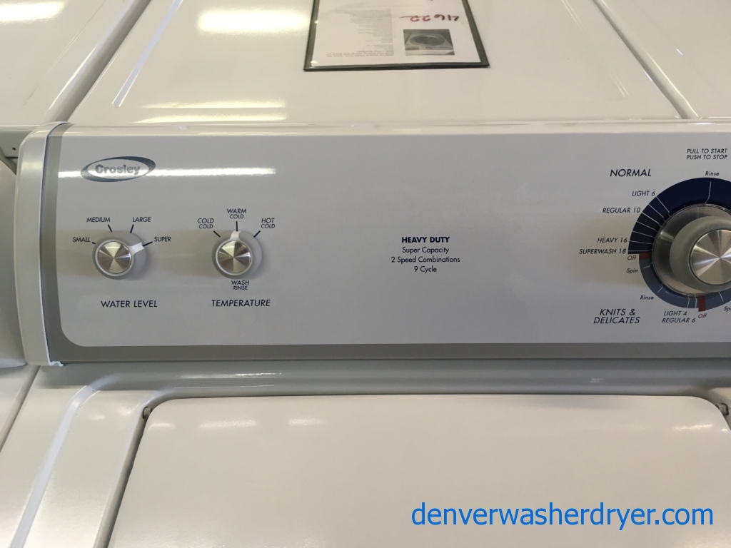 Crosley Top-Load Washer and Dryer Set, Agitator, Bleach Dispenser, Heavy-Duty, Quality Refurbished, 1-Year Warranty!