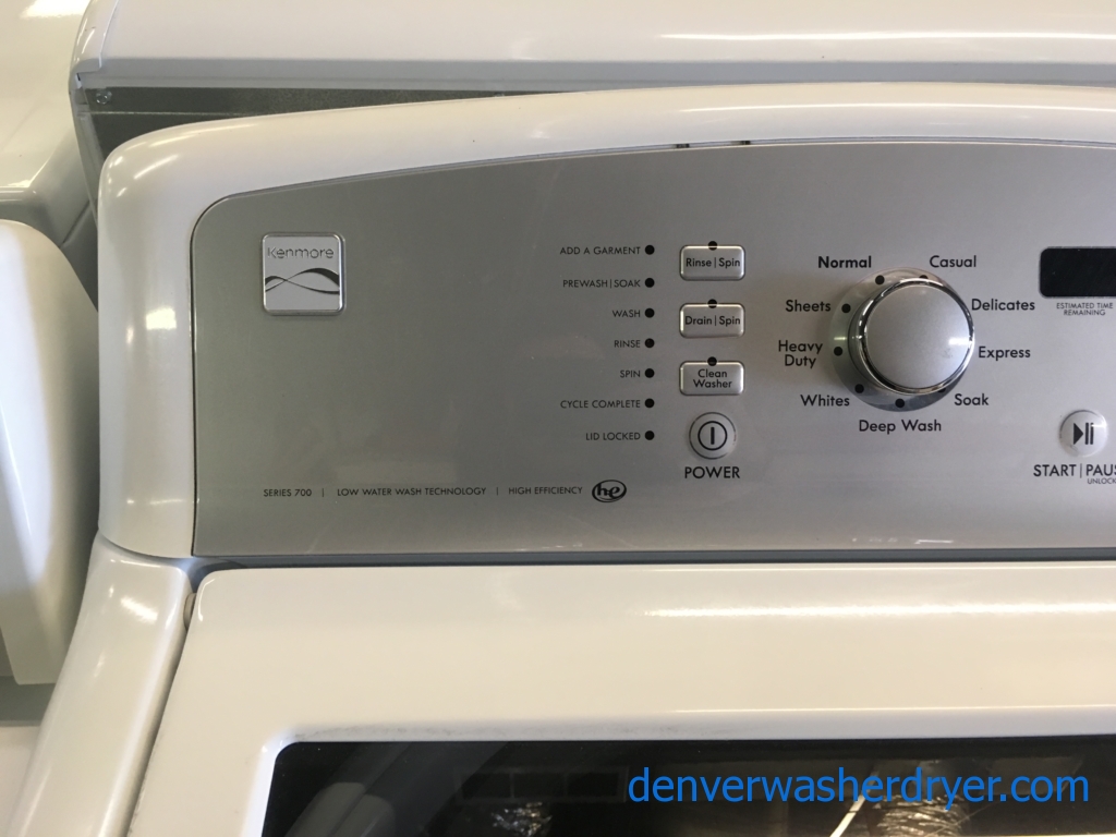 Kenmore Series 700 Washer and Dryer Set, HE, Deep Wash Cycle, Wrinkle Control Option, See-Through Doors, Quality Refurbished, 1-Year Warranty!