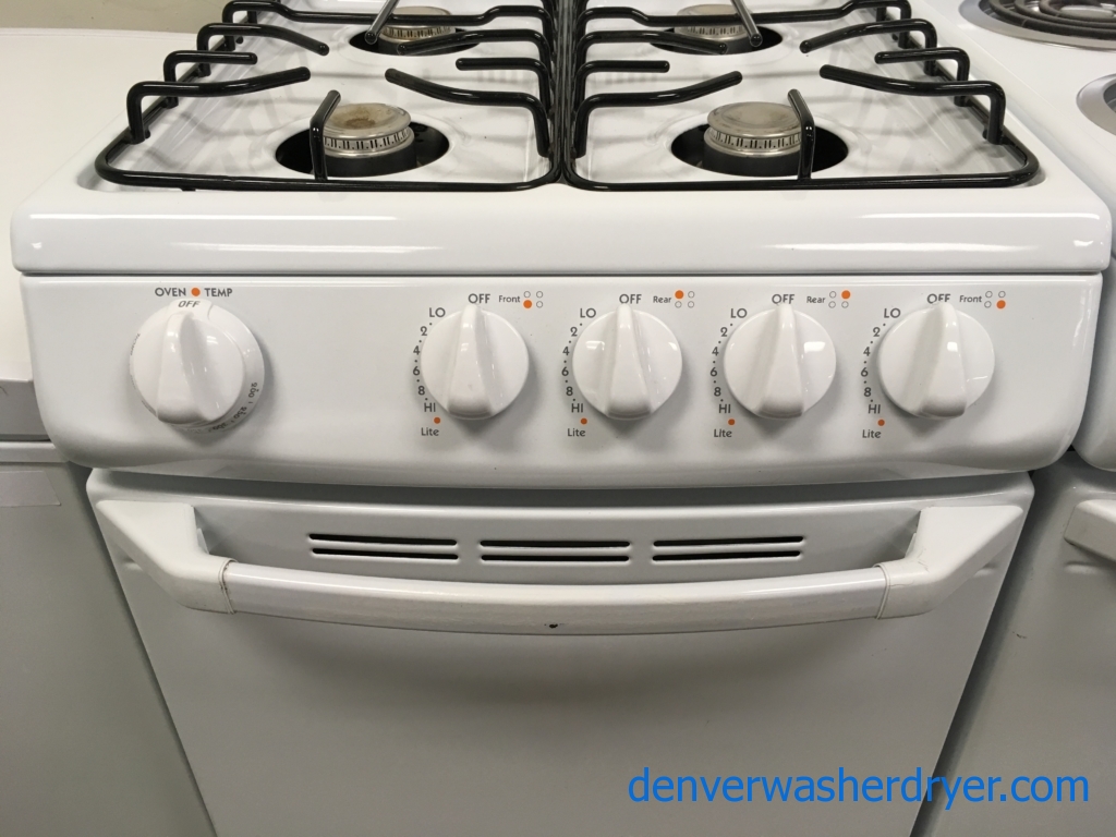 Hotpoint White Top-Mount Refrigerator AND Lightly Used Hotpoint 24″ Wide GAS Range, 1-Year Warranty!