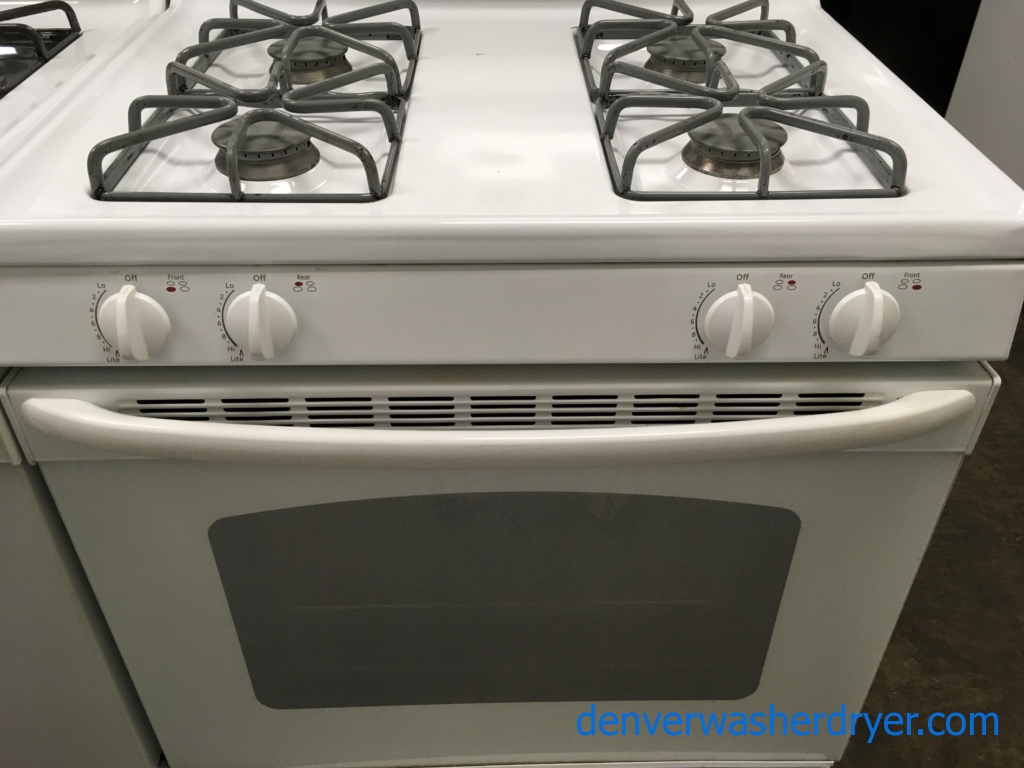 GE GAS Range, 4 Burners, White, Oven Light, Storage Drawer, Quality Refurbished, 1-Year Warranty!