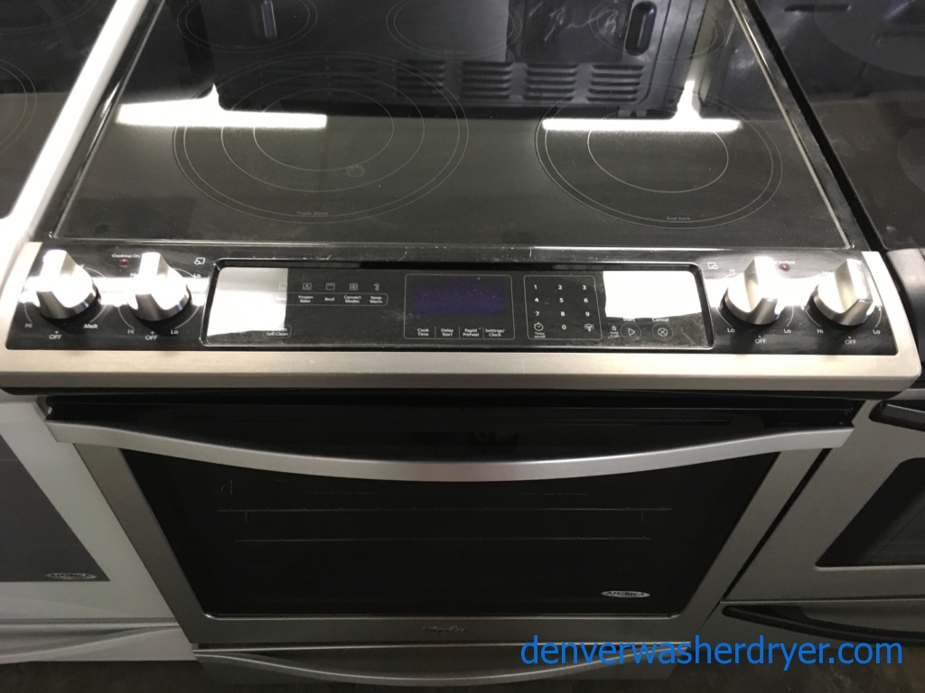 Whirlpool Stainless Steel Glass-Top Slide in Range, 1-Year Warranty!