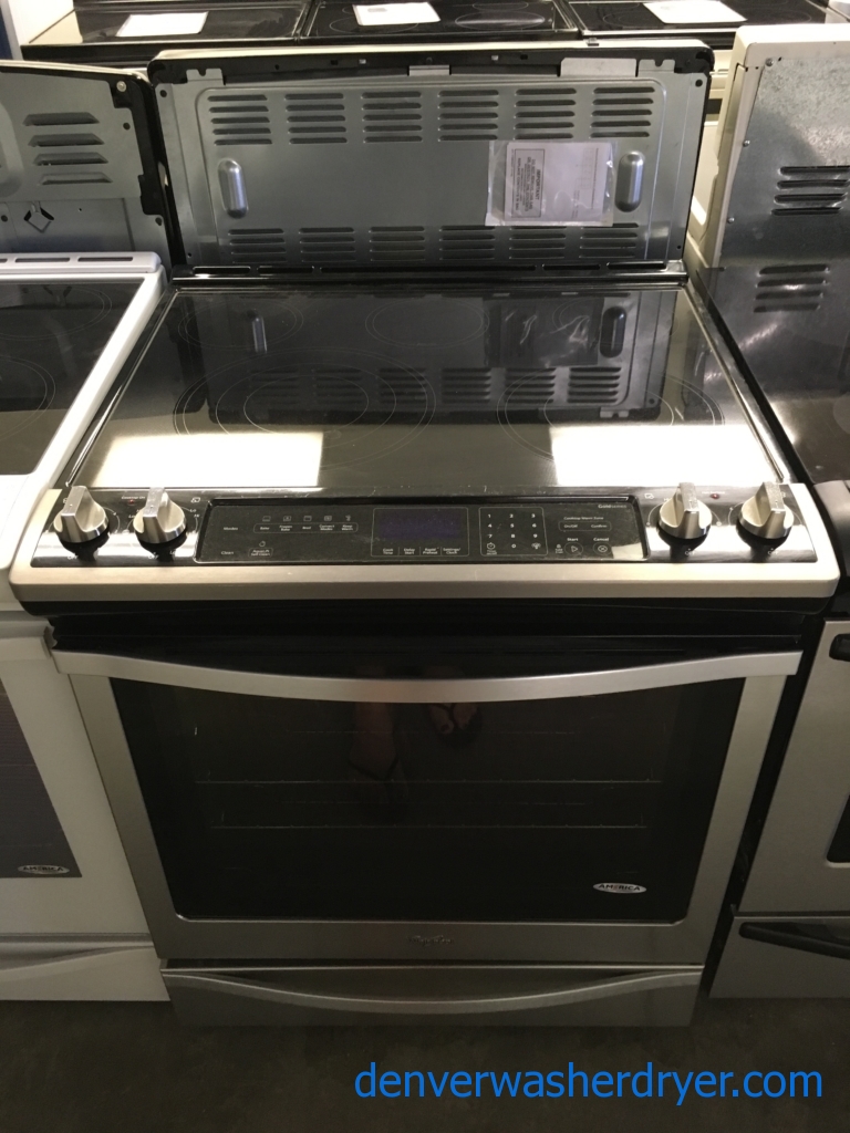 Whirlpool Stainless Steel Glass-Top Slide in Range, 1-Year Warranty!