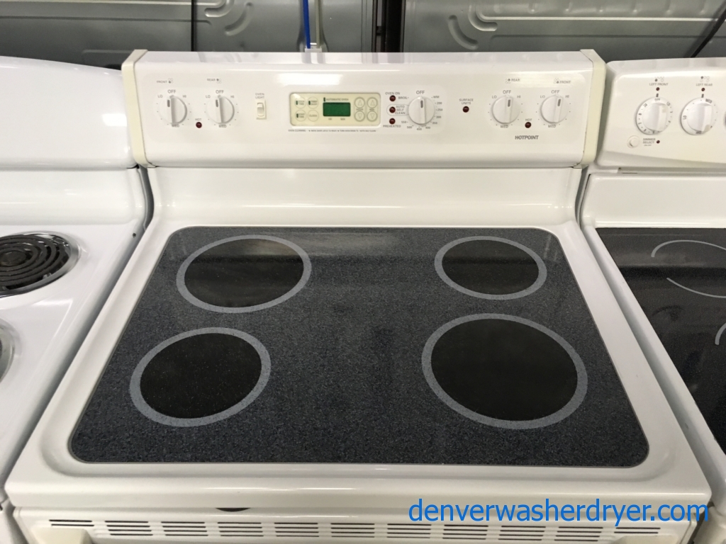 Hotpoint Range, Electric, Glass-Top, White, Quality Refurbished, 1-Year Warranty!