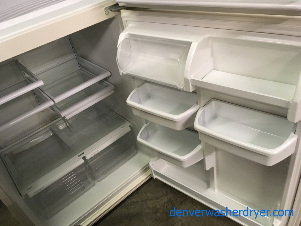 Kenmore Top-Mount Refrigerator, Bisque, 5 Glass Shelves, Humidity Control Crispers, Quality Refurbished, 30 Day Warranty