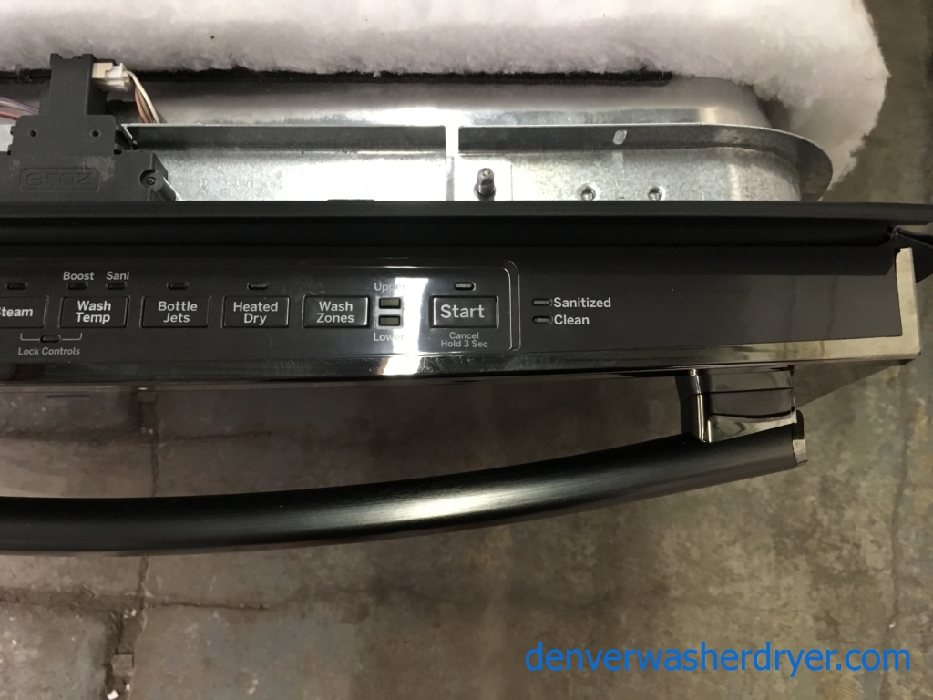 GE Black Stainless Dishwasher, Stainless Tub, Steam, Wash Zones, Sanitize, AutoSense, 3 Racks, Quality Refurbished, 1-Year Warranty!