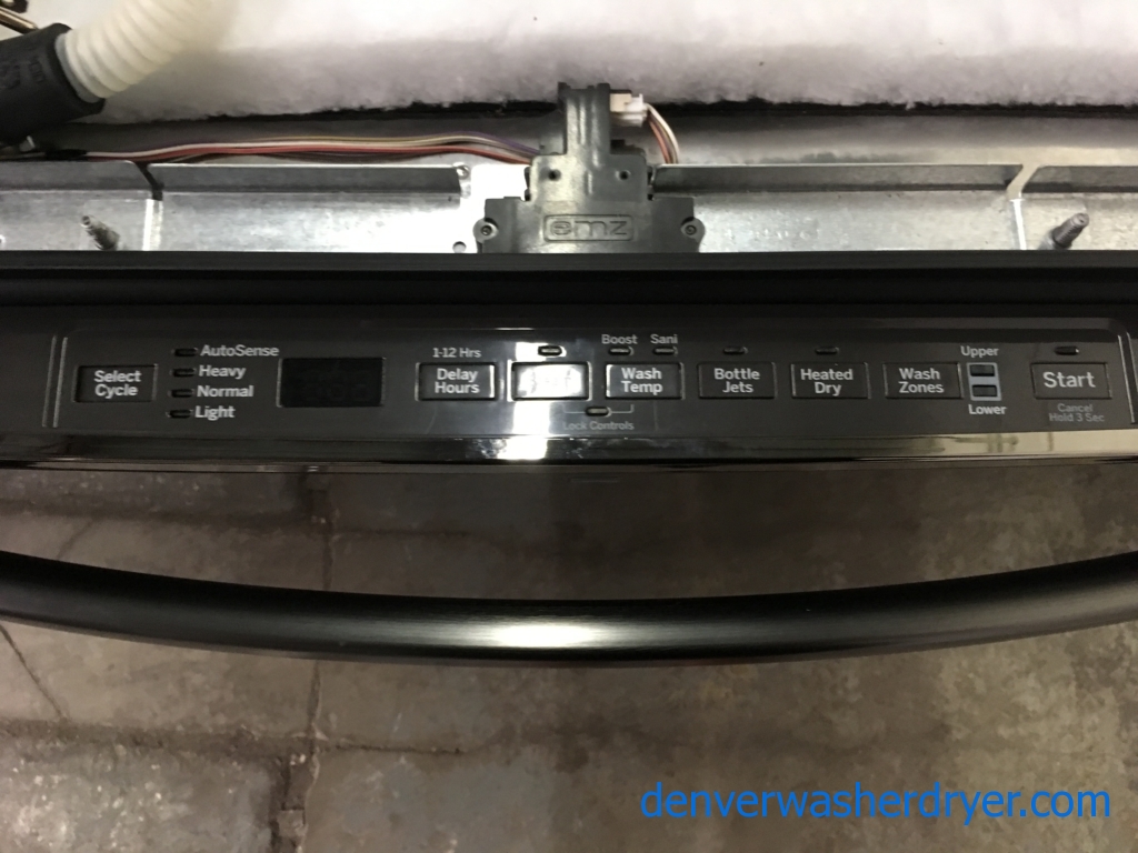 GE Black Stainless Dishwasher, Stainless Tub, Steam, Wash Zones, Sanitize, AutoSense, 3 Racks, Quality Refurbished, 1-Year Warranty!