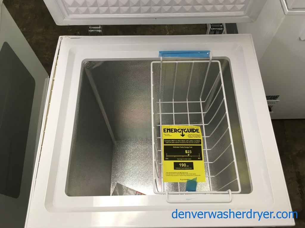 Large Images for NEW! Insignia White Chest Freezer, Defrost Drain, 3.5