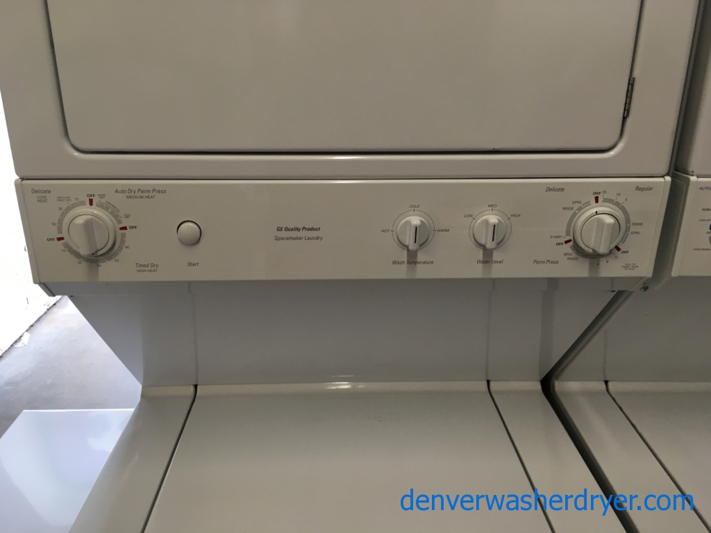 GE Unitized Washer and Dryer Set, Electric, Agitator, 27″ Wide, Quality Refurbished, 1-Year Warranty!