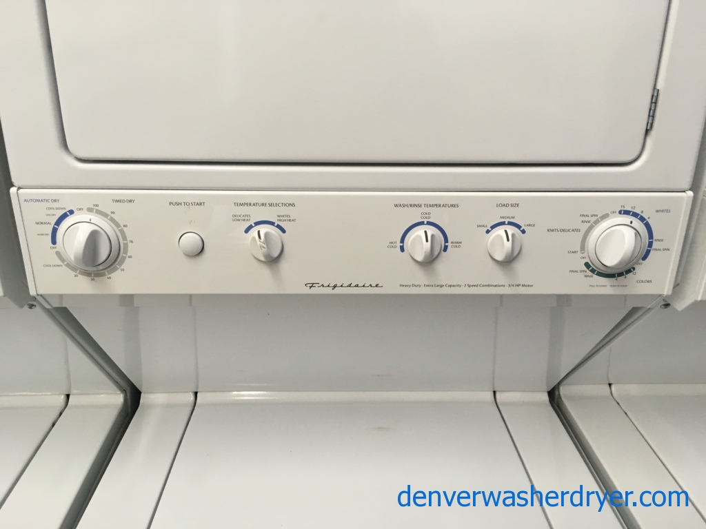 Frigidaire Unitized Washer and Dryer, Electric, Agitator, Automatic Dry, Extra Large Capacity, Heavy-Duty, Quality Refurbished, 2-Year Warranty!