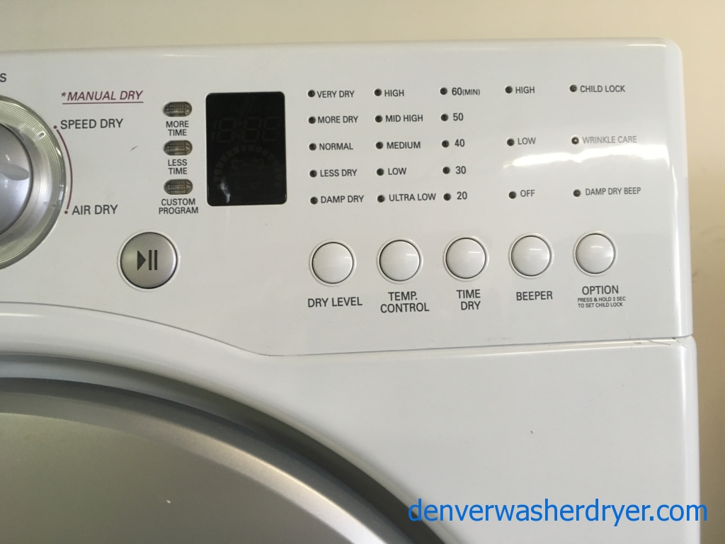 LG TROMM White Front-Load Set, Electric, Sensor Dry, Stain Cycle, Wrinkle Care, Super Capacity, Quality Refurbished, 1-Year Warranty!