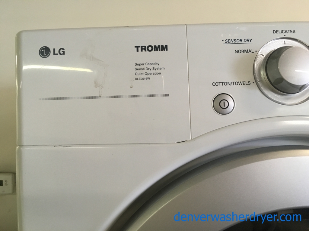 LG TROMM White Front-Load Set, Electric, Sensor Dry, Stain Cycle, Wrinkle Care, Super Capacity, Quality Refurbished, 1-Year Warranty!