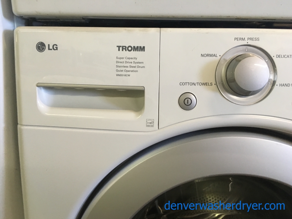 LG TROMM White Front-Load Set, Electric, Sensor Dry, Stain Cycle, Wrinkle Care, Super Capacity, Quality Refurbished, 1-Year Warranty!