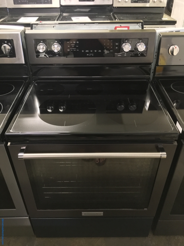 Beautiful Samsung Black Stainless French Door Refrigerator, KitchenAid Black Stainless Range and Kenmore Washer and Dryer Set, 1-Year Warranty!