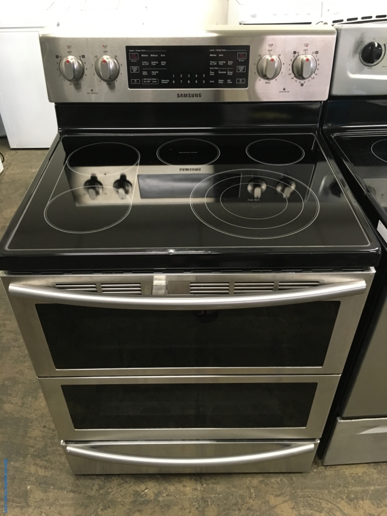 Beautiful Samsung Stainless Electric Range, NEW Samsung Stainless Steel French Door Refrigerator , 5 Burners, Warming Zone, Self/Steam Cleaning, Quality Refurbished, 1-Year Warranty!