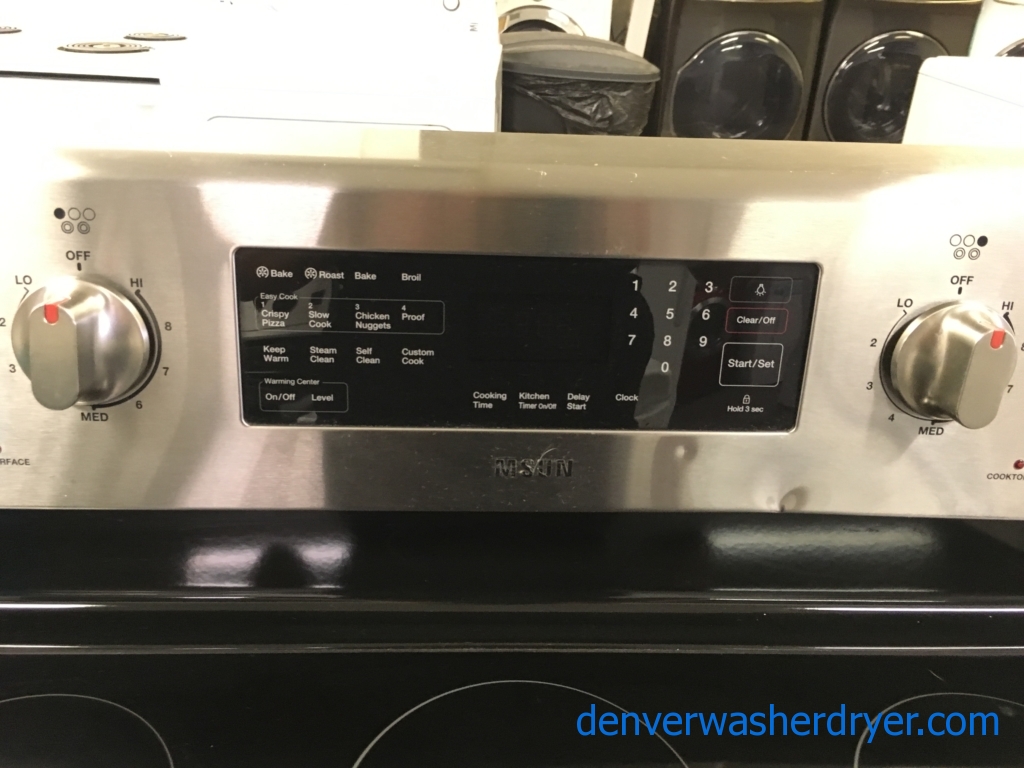 Stainless Samsung Electric Range, 5 Burners, Self/Steam Cleaning, Warming Center, Quality Refurbished, 1-Year Warranty!