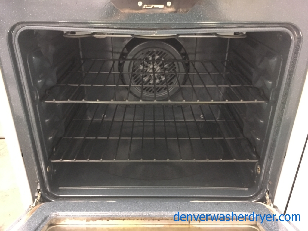 Electric GE White Range, Glass-Top, Self-Cleaning, 5 Burners, Proof Feature, Quality Refurbished, 1-Year Warranty!