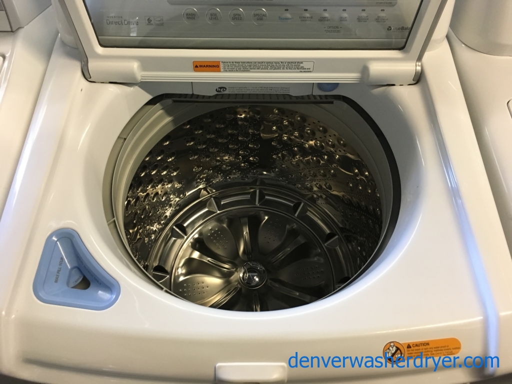 LG Top-Load Washer and Dryer Set, HE, See-Through Lid, Steam Sanitary, Steam Fresh, Anti-Bacterial, Baby Wear and Sports Wear Cycles, Energy-Star Rated, Quality Refurbished, 1-Year Warranty!