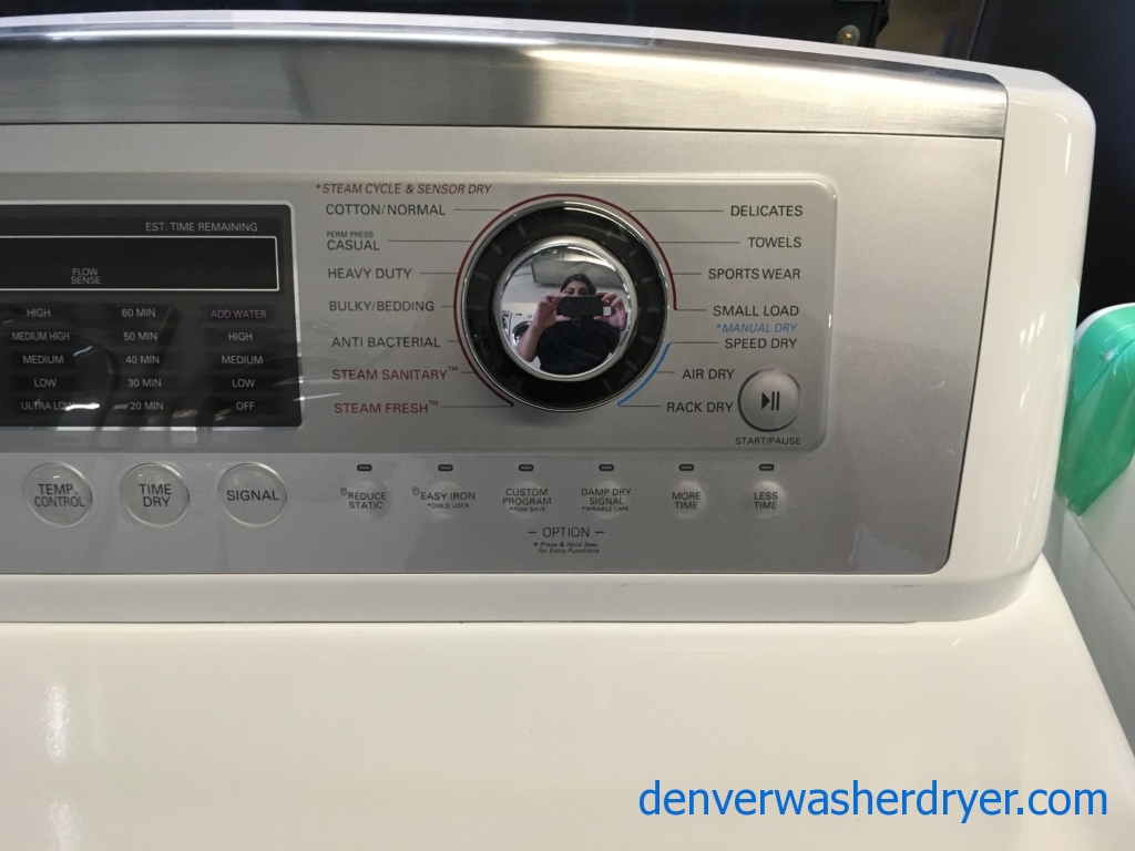 LG Top-Load Washer and Dryer Set, HE, See-Through Lid, Steam Sanitary, Steam Fresh, Anti-Bacterial, Baby Wear and Sports Wear Cycles, Energy-Star Rated, Quality Refurbished, 1-Year Warranty!