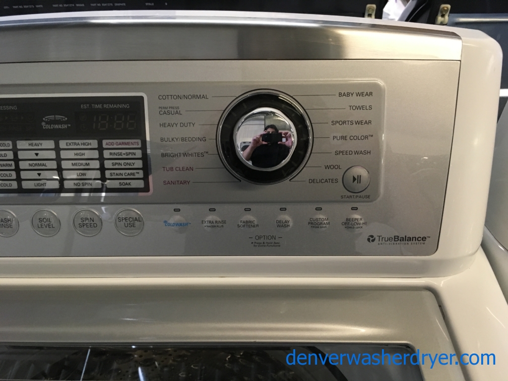 LG Top-Load Washer and Dryer Set, HE, See-Through Lid, Steam Sanitary, Steam Fresh, Anti-Bacterial, Baby Wear and Sports Wear Cycles, Energy-Star Rated, Quality Refurbished, 1-Year Warranty!