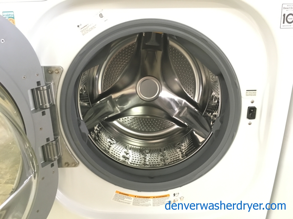NEW!! LG Front-Load Washer and Dryer Combo w/ Pedestal, White, Ventless, SteamCare, Sanitary and Allergiene Cycles, TurboWash Option, 4.3 Cu.Ft. Capacity, 1-Year Warranty!