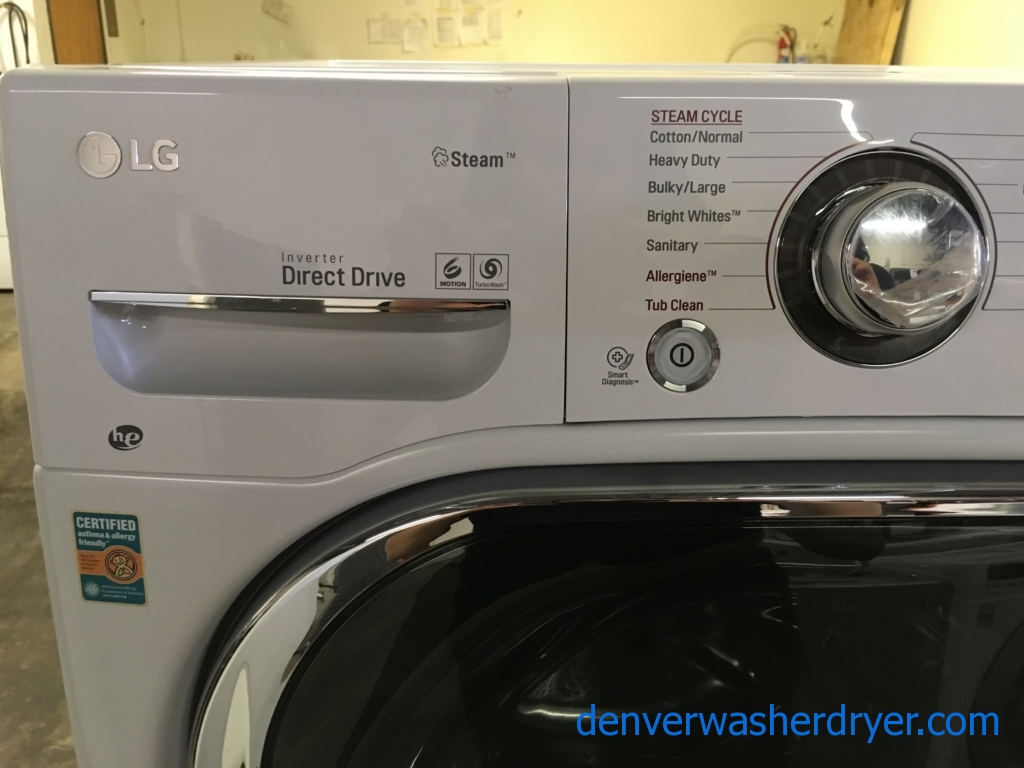 NEW!! LG Front-Load Washer and Dryer Combo w/ Pedestal, White, Ventless, SteamCare, Sanitary and Allergiene Cycles, TurboWash Option, 4.3 Cu.Ft. Capacity, 1-Year Warranty!