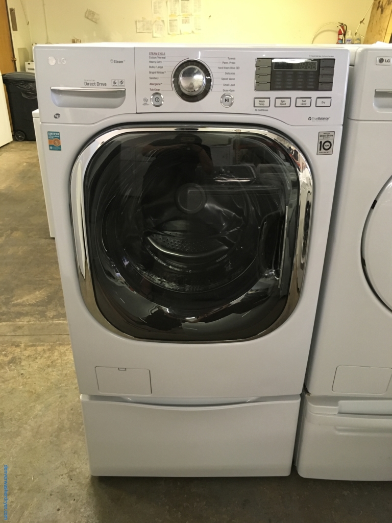 NEW!! LG Front-Load Washer and Dryer Combo w/ Pedestal, White, Ventless, SteamCare, Sanitary and Allergiene Cycles, TurboWash Option, 4.3 Cu.Ft. Capacity, 1-Year Warranty!