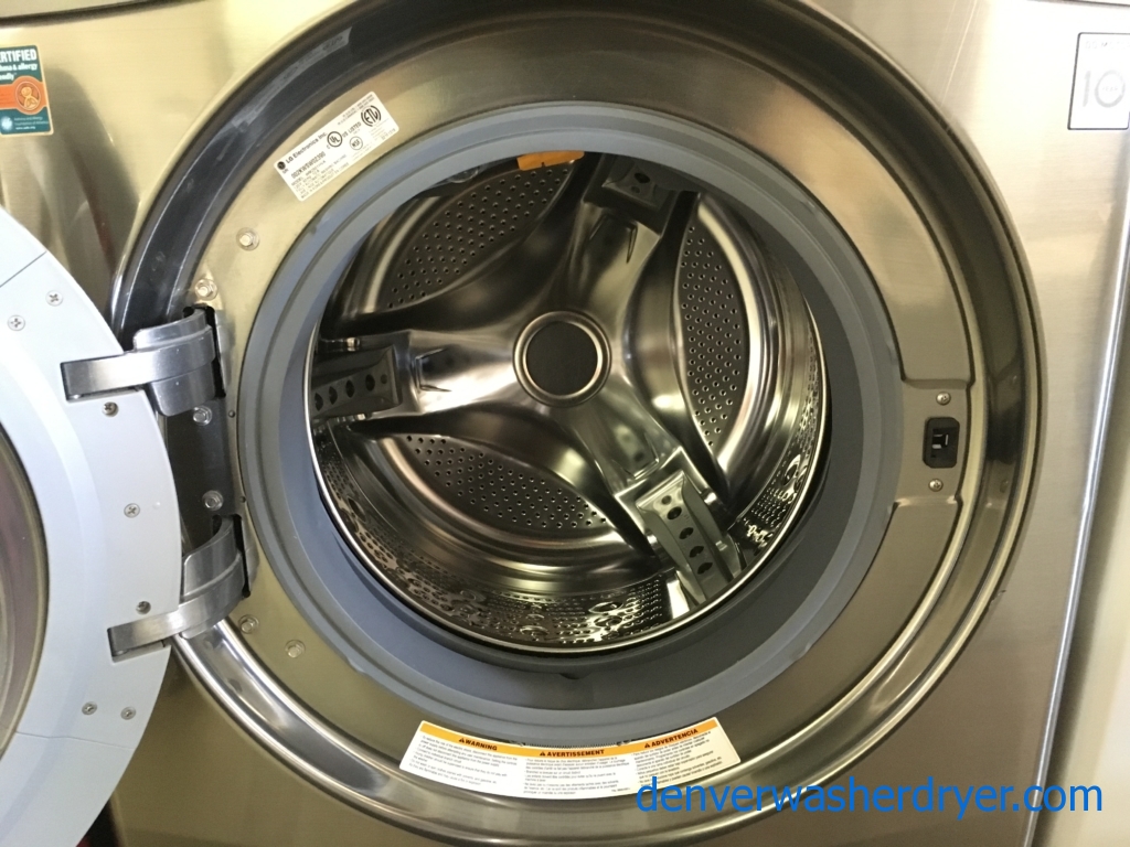 LG Graphite Front-Load Washer w/ Pedestal, TrueSteam, Sanitary and Allergiene Cycles, Stainless Drum, Quality Refurbished, 1-Year Warranty!