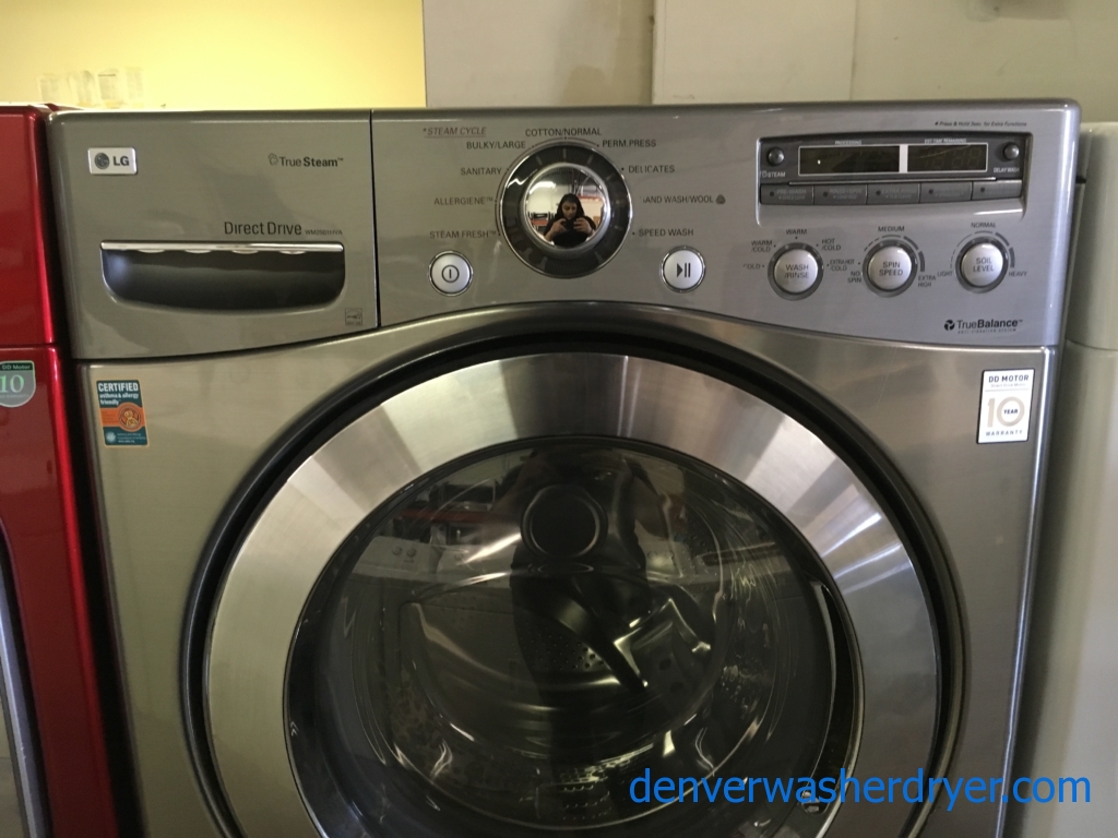 LG Graphite Front-Load Washer w/ Pedestal, TrueSteam, Sanitary and Allergiene Cycles, Stainless Drum, Quality Refurbished, 1-Year Warranty!
