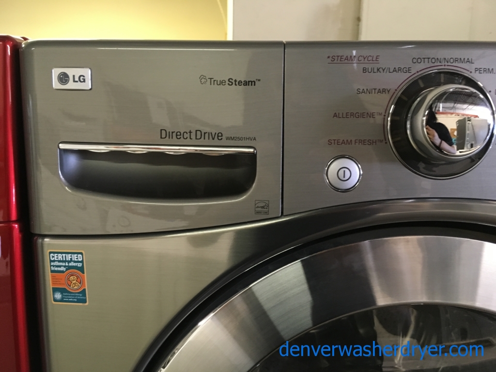 LG Graphite Front-Load Washer w/ Pedestal, TrueSteam, Sanitary and Allergiene Cycles, Stainless Drum, Quality Refurbished, 1-Year Warranty!