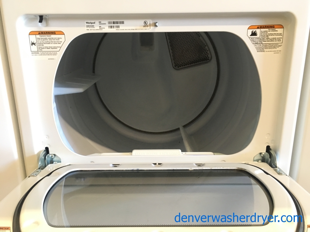 Whirlpool Cabrio Washer and Dryer, Wash-Plate Style, See-Through Lids, Deep Water Wash Cycle, EcoBoost, Sanitize, Wrinkle Shield, Quality Refurbished, 2-Year Warranty!