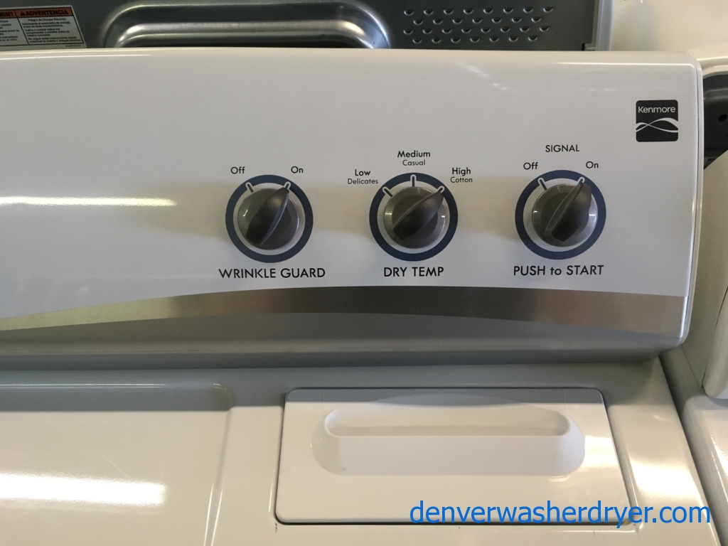Heavy-Duty Kenmore Washer and Dryer Set, Frigidare White Glass Top Stove, 1-Year Warranty!
