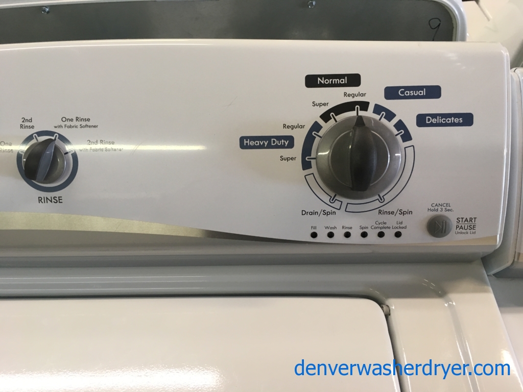 Heavy-Duty Kenmore Washer and Dryer Set, Frigidare White Glass Top Stove, 1-Year Warranty!