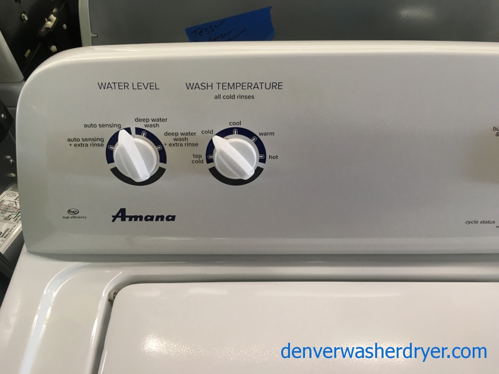 Lovely AMANA Washer and Dryer Set, HE, Auto-Load Sensing, Automatic Dry, Wrinkle Prevent, Agitator, Quality Refurbished, 1-Year Warranty!