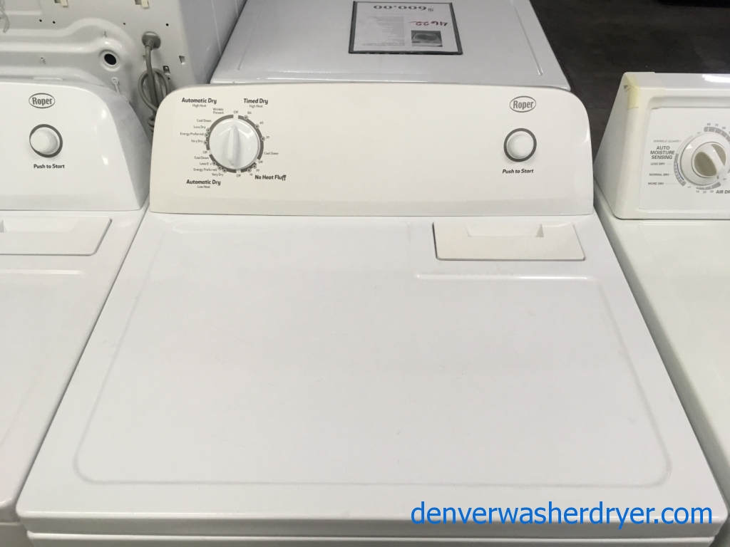 Electric Roper 29″ Wide Dryer, 6.5 Cu.Ft. Capacity, Automatic Dry, Wrinkle Prevent Feature, Quality Refurbished, 1-Year Warranty!