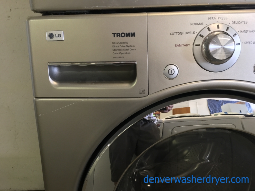 Grey LG Front Load Washer Dryer Set Quality Refurbished 1-Year Warranty