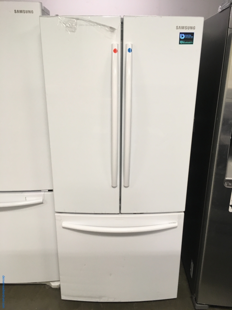 NEW WHITE Scratch & Dent Samsung French Door 30″ Wide Counter Depth Refridgerator, 1-Year Warranty
