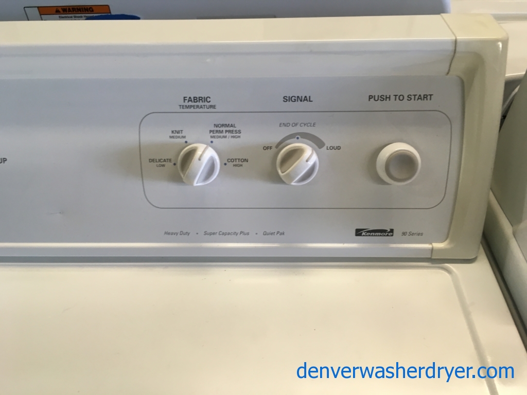 Super Clean Kenmore 90 Series Direct Drive Washer & Dryer Set Quality Refurbished 1-Year Warranty