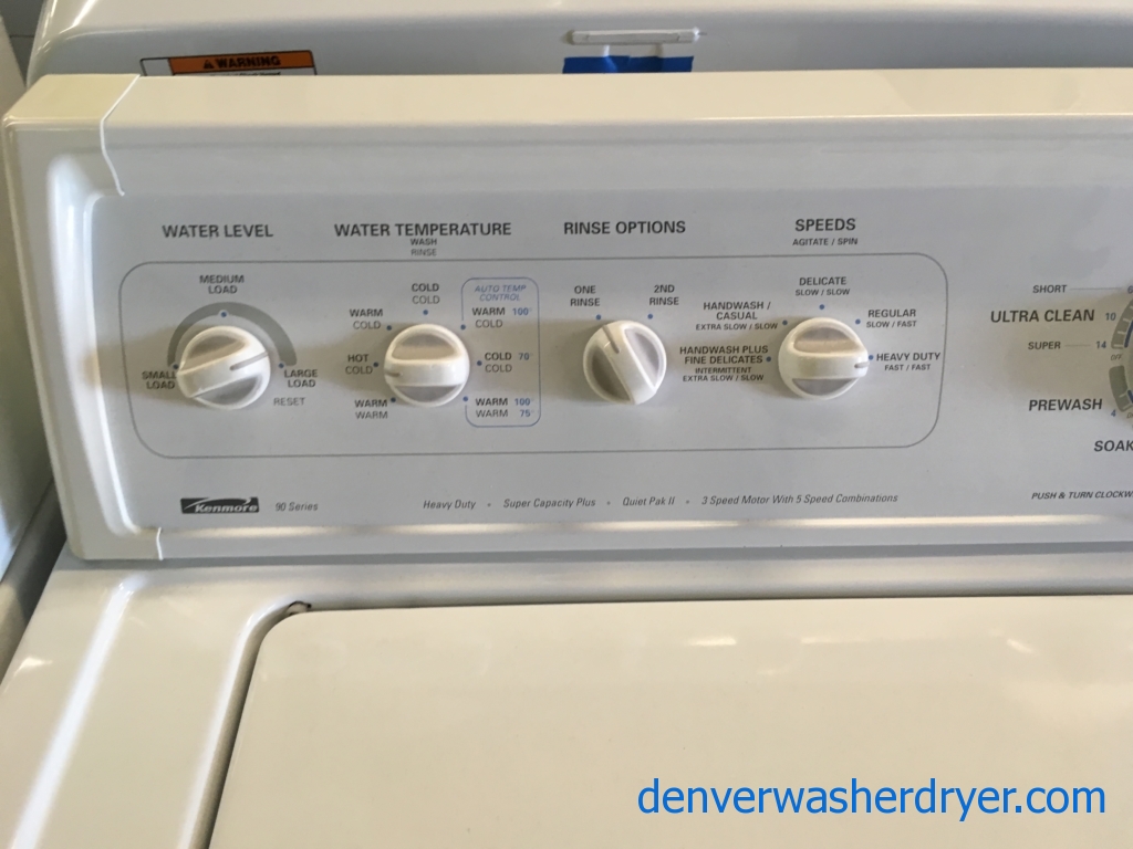 Super Clean Kenmore 90 Series Direct Drive Washer & Dryer Set Quality Refurbished 1-Year Warranty