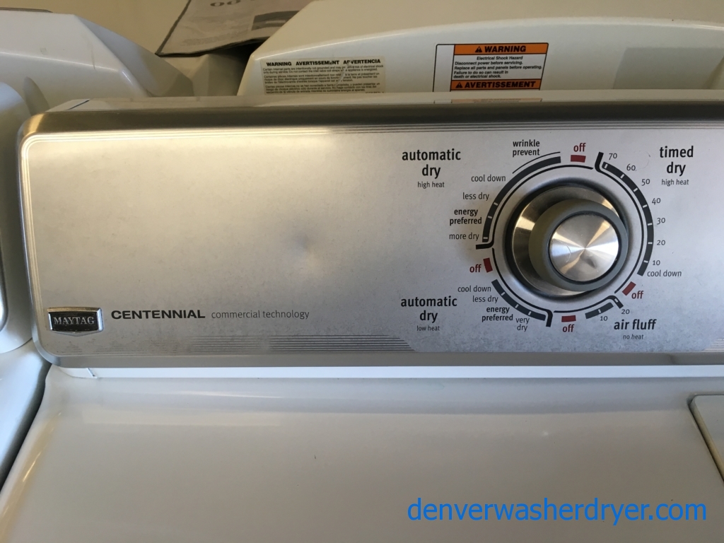 Maytag Centennial Top-Load Washer and Dryer Set, Heavy-Duty, Auto-Load Sensing, HE, Wrinkle Prevent Option, Quality Refurbished, 1-Year Warranty!